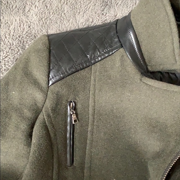Army Green Jacket with Leather Details - Picture 3 of 5